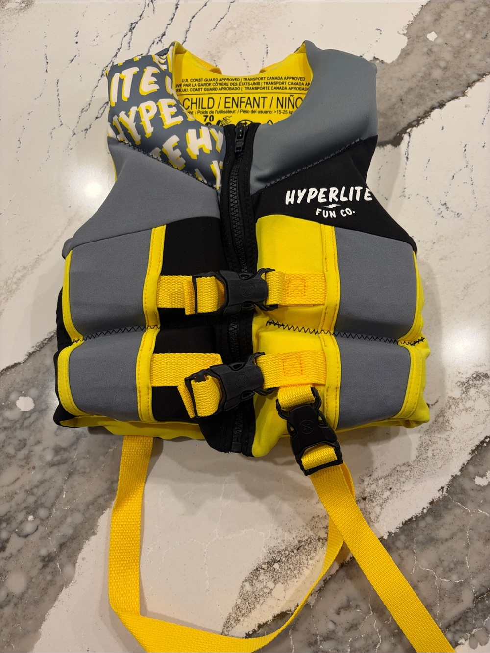 Hyperlite Fun Co. Yellow & Gray Child Life Jacket
